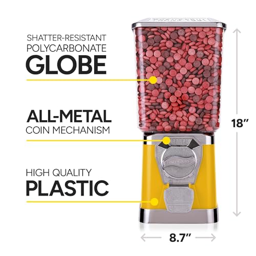 Gumball Machine - Bouncy Balls Vending Machine - Toys Vending Machine - Capsule Vending Machine - Yellow Body Square Bank - Without Stand (Yellow)