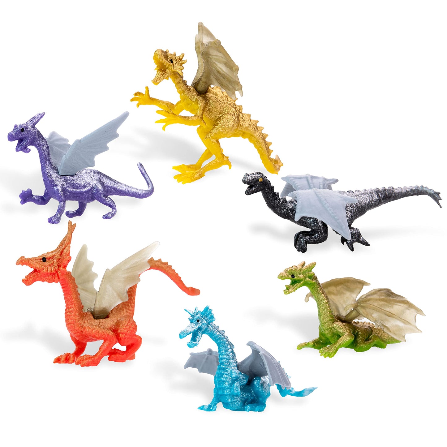 2 Inch Dragon Toys - Dragon Playset for Party Favors - Pinata Stuffers - Goodie Bag Supplies - Bulk Gifts for Kids - Easter Gifts for Kids