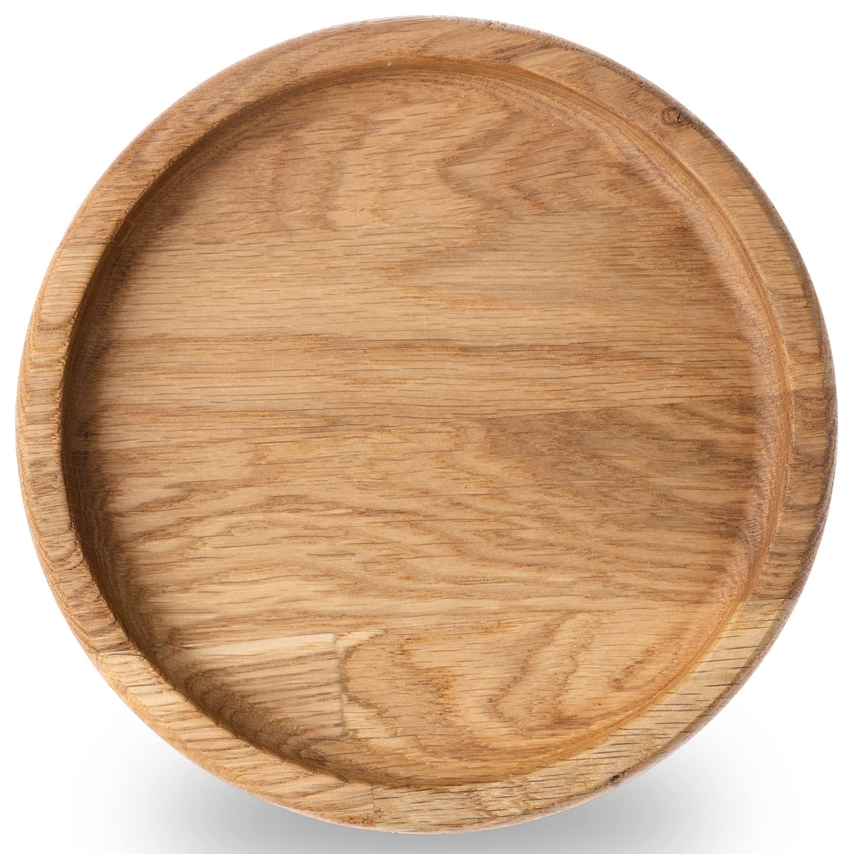 Round Appetizer Plates - 6 Inch Round Plates - Oak Eco Friendly Plates - Saucer Trays for Plants - Plates with Raised Edges