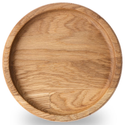 Round Appetizer Plates - 6 Inch Round Plates - Oak Eco Friendly Plates - Saucer Trays for Plants - Plates with Raised Edges