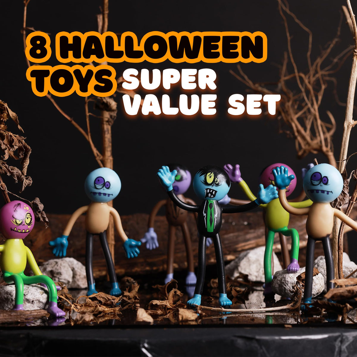 Zombie Action Figures Bendable Toys 8 pcs 3.75 inch Monster Action Figures Zombie Toys with Limbs Sensory - Halloween Decorations Party Favors Pinata Stuffers Carnival Prizes Easter Egg Fillers Gits