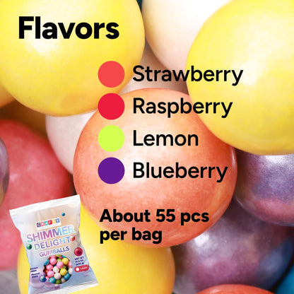 Gumballs for Gumball Machine - Shimmer Spring Mix 1 Inch Large Gumballs 55pcs - Baseball Softball Bubble Gum for Kids - Sweet Chewing Gum Balls in Bulk 15 OZ