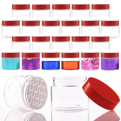 Plastic Jars with Lids - 2 OZ Small Travel Jars - Clear Plastic Containers for Cream Makeup Lotion - Leak Proof