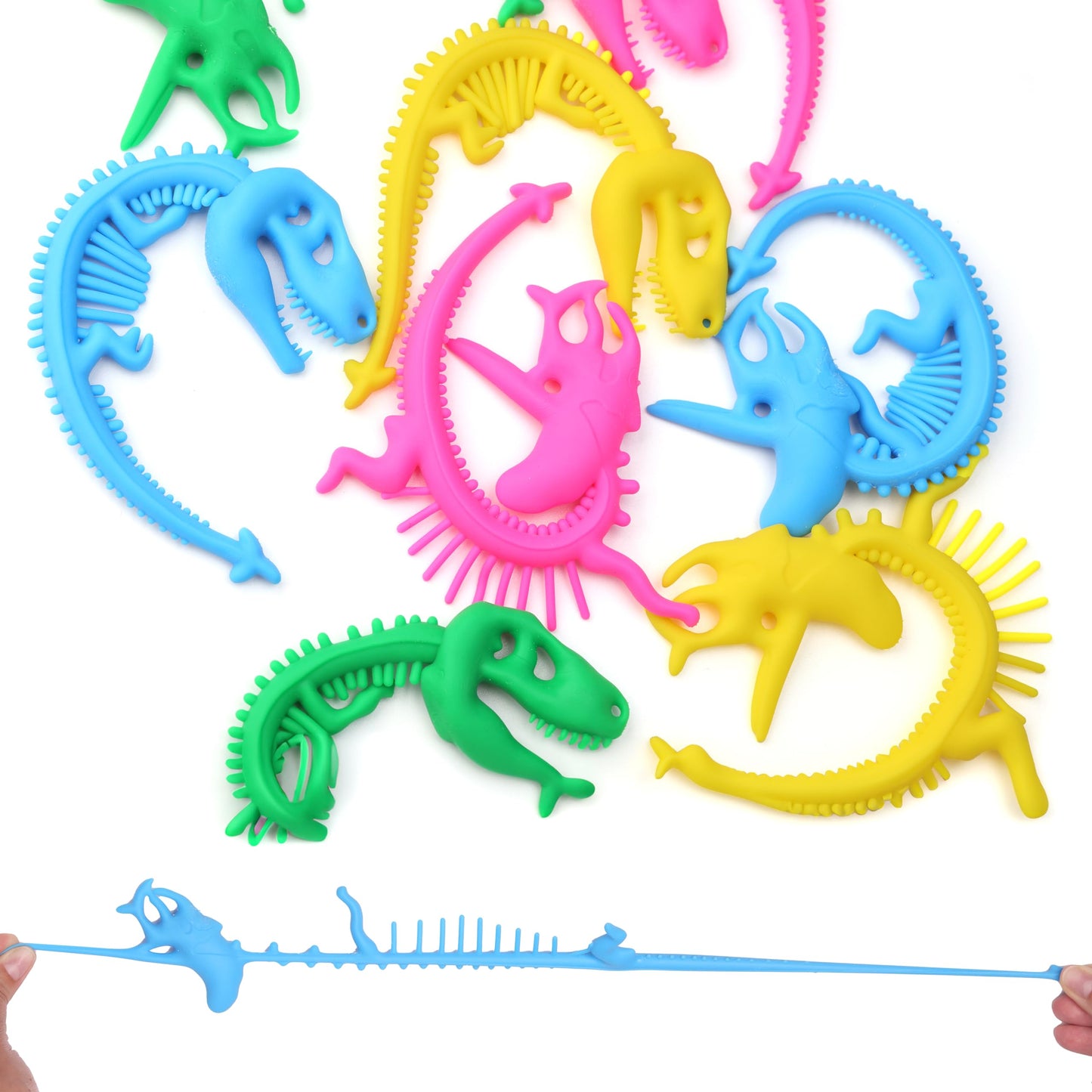 Dinosaur Toys - Stretchy Strings Fidget Toy for Kids - 9” Fun and Colorful Sensory Toys for Stress Relief