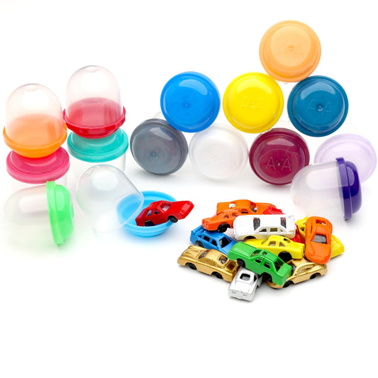 Racing Car Toys in Capsules - 250 Pcs - 1.1 Inch Plastic Capsules with Mini Racing Cars Toys for Kids Inside - Bulk Easter Basket Stuffers Classroom Prizes