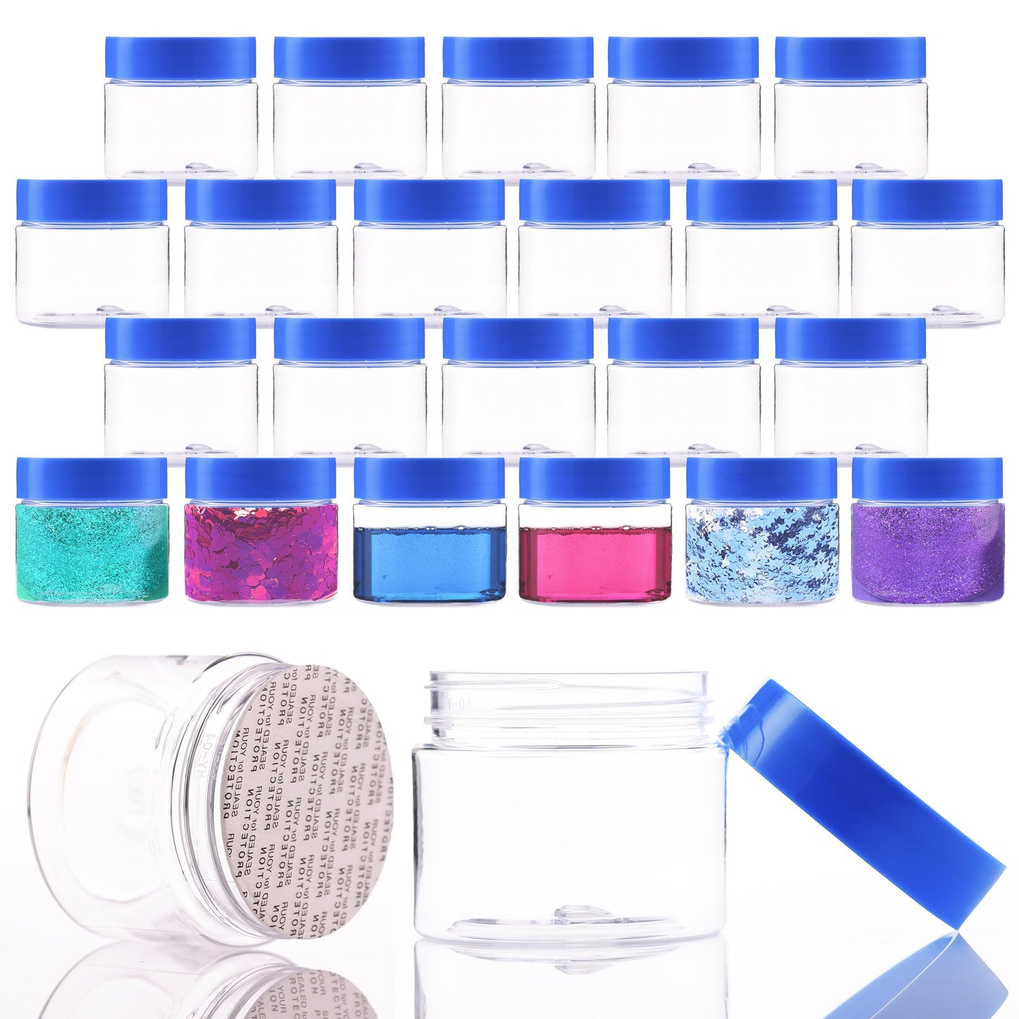 Plastic Jars with Lids - 2 OZ Small Travel Jars - Clear Plastic Containers for Cream Makeup Lotion - Leak Proof