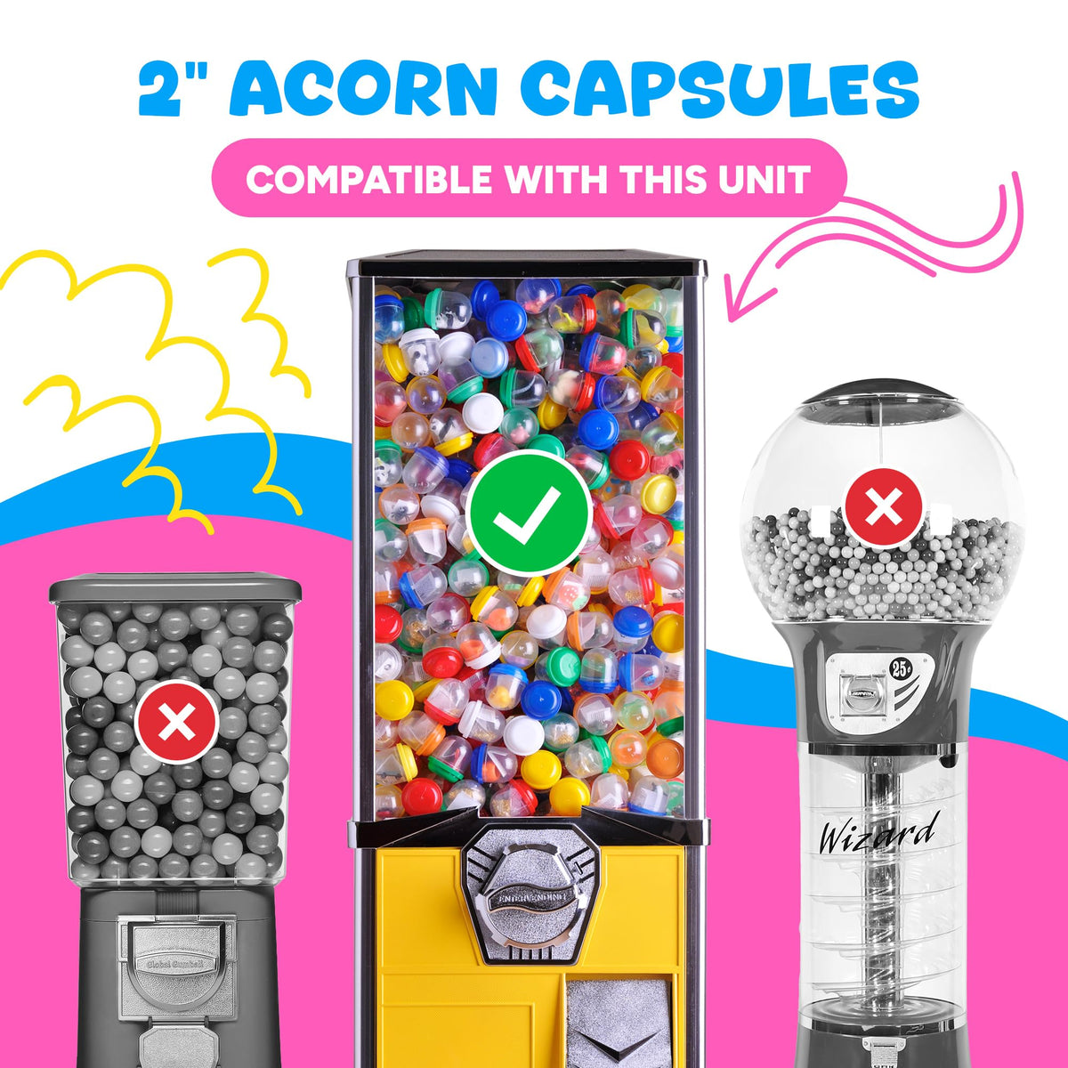 Capsule Vending Machine Translucent Blue Acorn Capsules Empty 50 pcs 2 inch - Gumball Machine Capsules Bulk Party Favors DIY Containers - Easter Basket Stuffers Gifts Pinata Stuffers