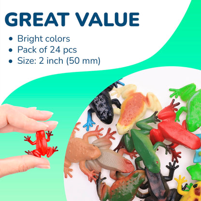 Plastic Frog Toys for Kids Rainforest Woodland Animals, Toy Frogs Set with Realistic Poison Dart Frogs, Miniature Frog Figurines for Kids Party Favors