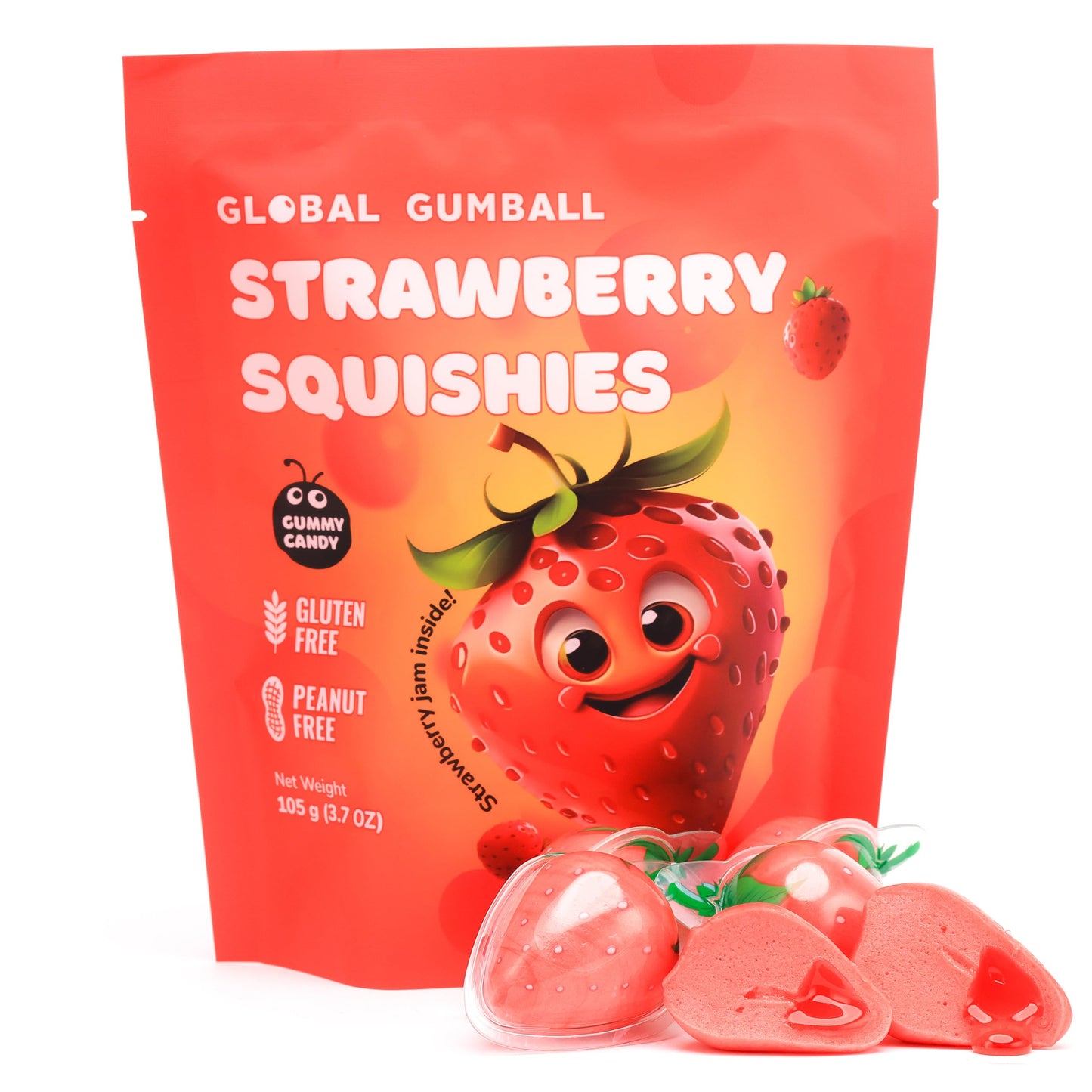 Gummy Candies Filled with Jam, Strawberry, Watermelon, Crazy Eye packaging Design - 5 pcs