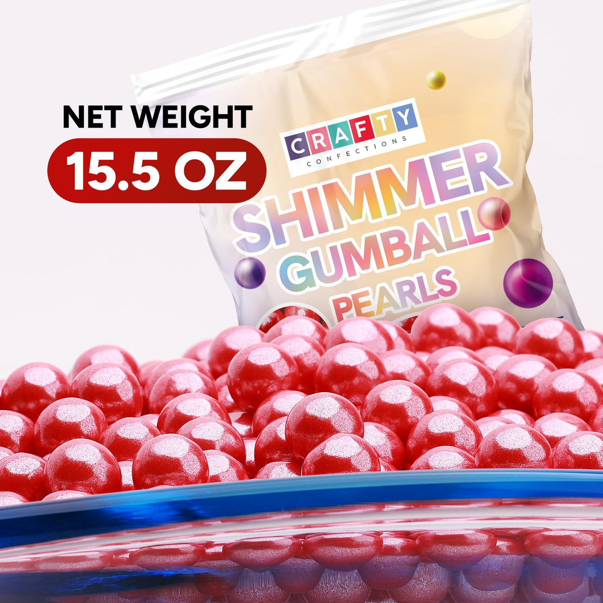 Shimmer Gumballs for Gumball Machine Pearl Assorted Candy - Fruit Flavored Gum 190 pcs 15 oz Chewing Gum - Nostalgic Bubble Gum for Kids, Party Favors Easter Basket Sweet Treats, 16mm (0.62 inch) (Cherry)