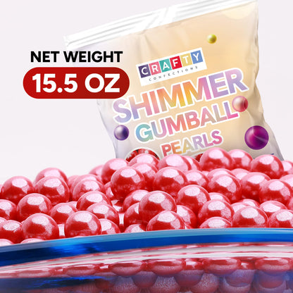 Shimmer Gumballs for Gumball Machine Pearl Assorted Candy - Fruit Flavored Gum 190 pcs 15 oz Chewing Gum - Nostalgic Bubble Gum for Kids, Party Favors Easter Basket Sweet Treats, 16mm (0.62 inch) (Cherry)