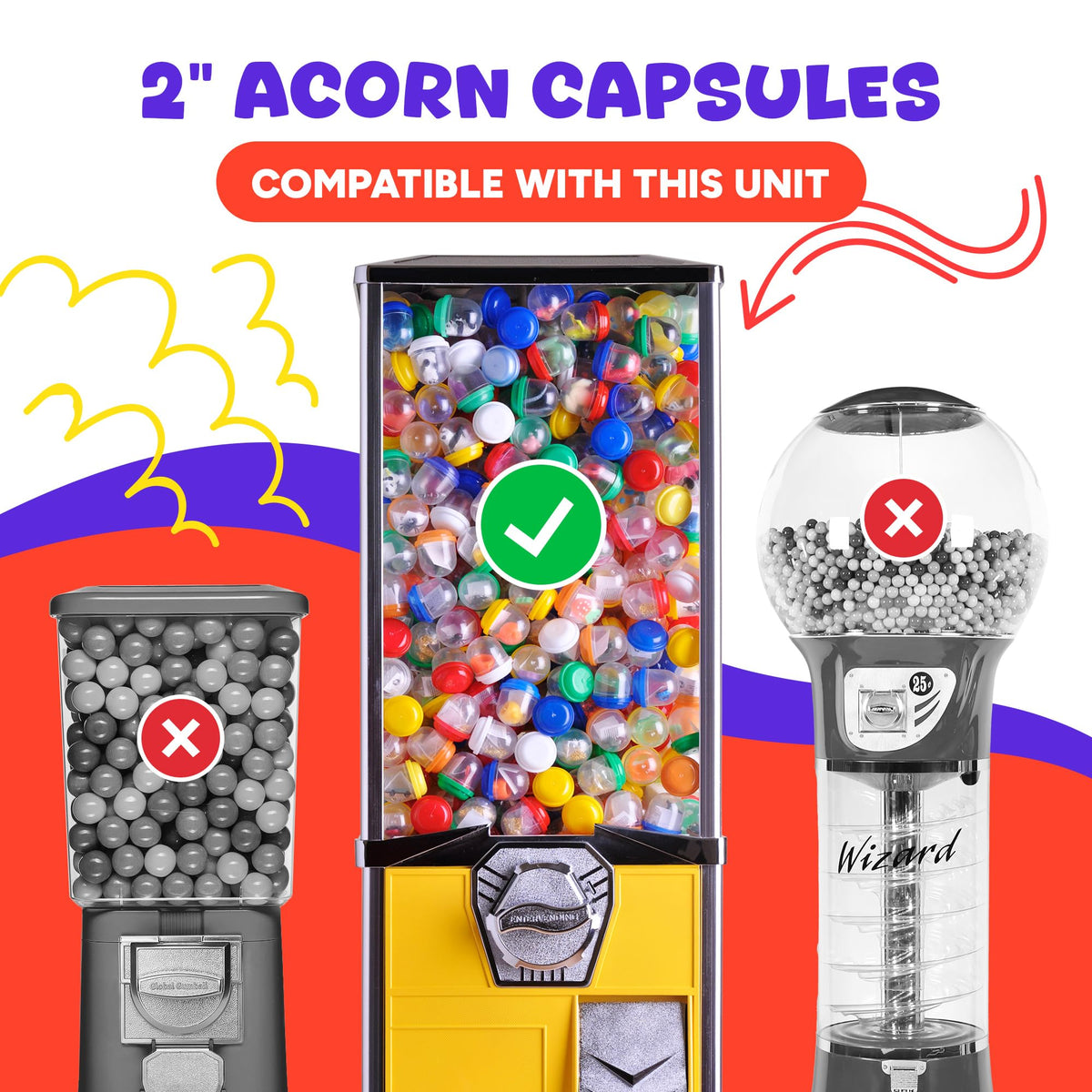 Capsule Vending Machine Translucent Purple Acorn Capsules Empty 50 pcs 2 inch - Gumball Machine Capsules Bulk Party Favors DIY Containers - Easter Basket Stuffers Gifts Pinata Stuffers