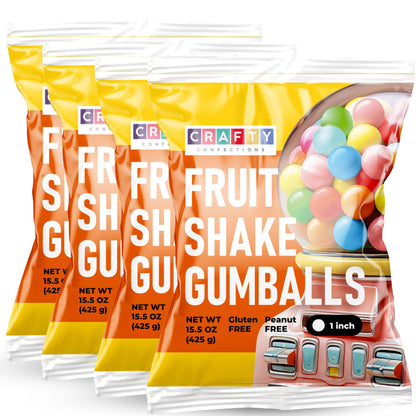 Gumballs for Kids - 1 Inch Large Double Bubble Gumballs - 15 OZ - 4 Packs Baseball Chewing Gum Assorted Fruit Flavored Bubble Gum for Gumball Machine - Sweet Gum Balls in Bulk