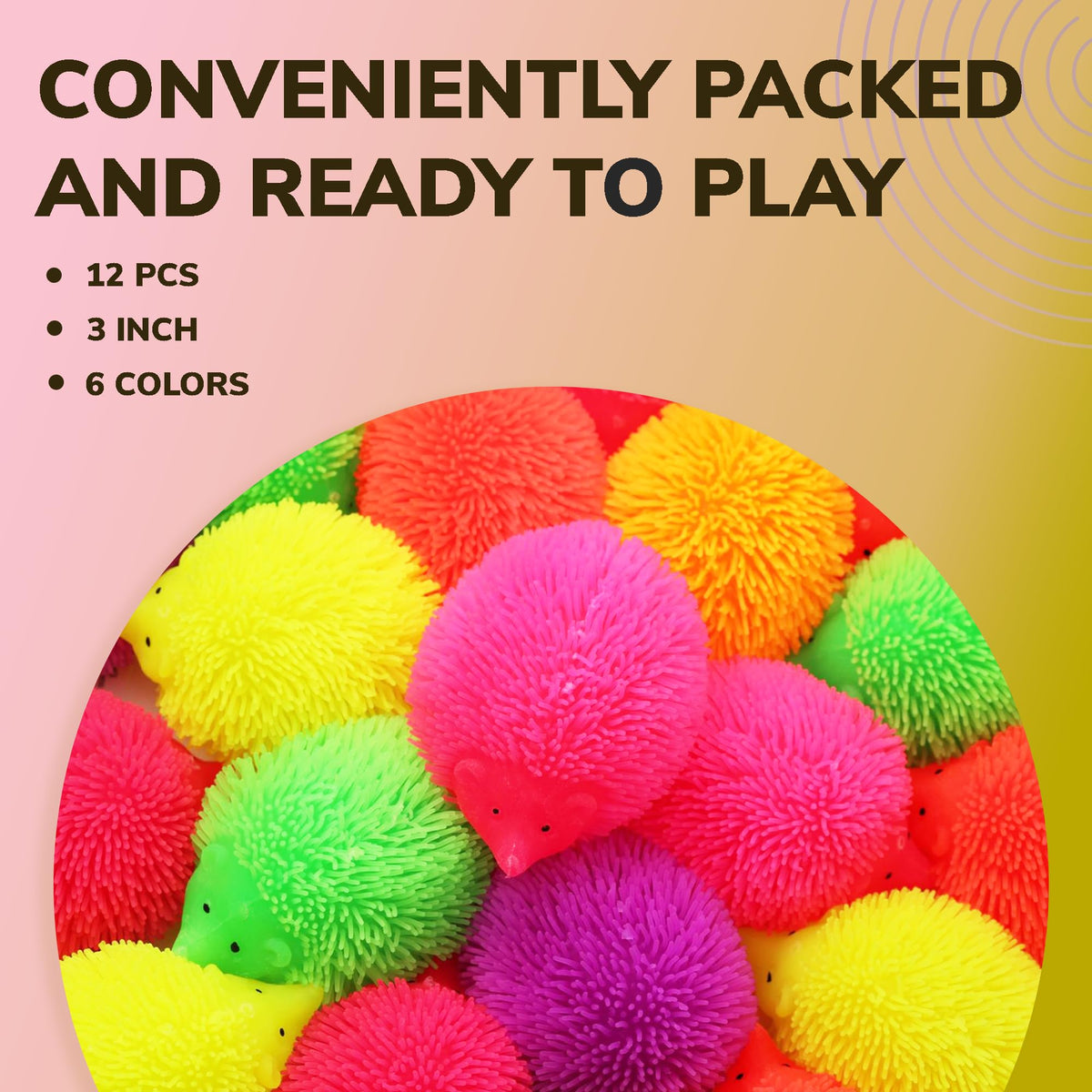 Light Up Sensory Toys - Light Up Hedgehog Toys - 3 Inch -Variation - Light Up Party Favors Sensory Squishy Toys - Flash Puffer Balls