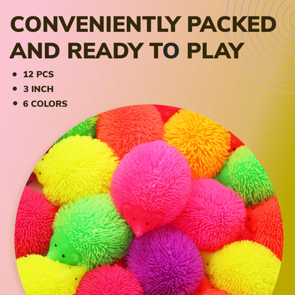 Light Up Sensory Toys - Light Up Hedgehog Toys - 3 Inch -Variation - Light Up Party Favors Sensory Squishy Toys - Flash Puffer Balls