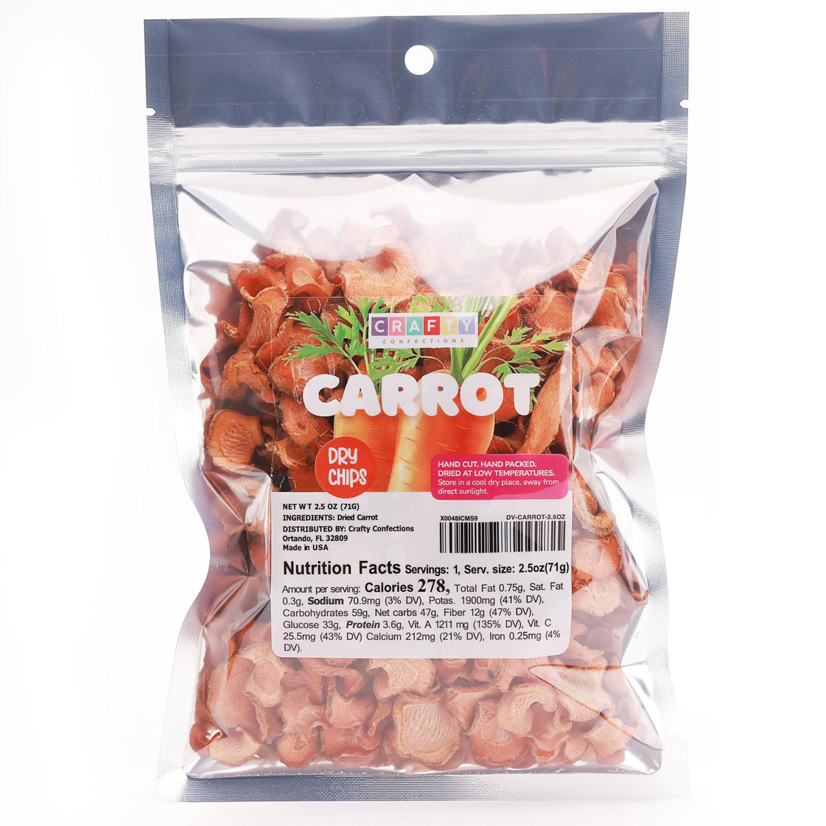 Premium Dried Carrots Dehydrated Vegetables 2.5 OZ (71 g) - 100% Natural Shredded Carrots Made in US - Dehydrated Vegetables for Ramen Soup Stews Food Supply Cooked Dishes Camping Gluten Free Snacks