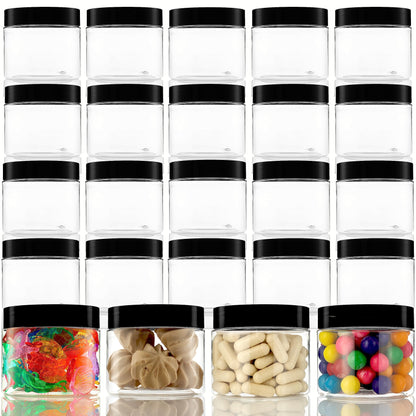 Plastic Jars with Lids - 5 OZ Small Plastic Containers - Travel Cosmetic Containers for Creams - Leak Proof Clear Jar