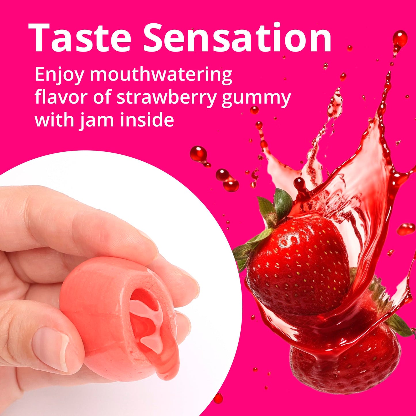 Gummy Candies filled with Jam, Assorted Fruit Flavors and Fun Designs - 17 pcs per Jar