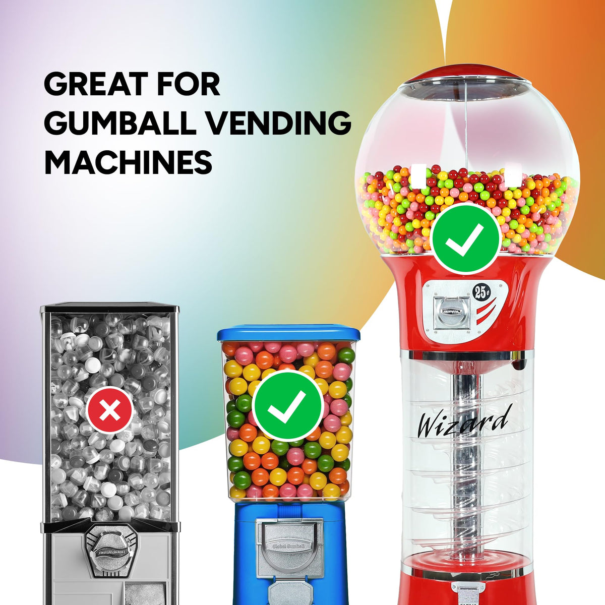 Gumballs for Gumball Machine - Shimmer Spring Mix 1 Inch Large Gumballs 55pcs - Baseball Softball Bubble Gum for Kids - Sweet Chewing Gum Balls in Bulk 15 OZ