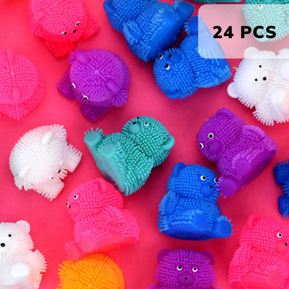 Mini Bears Paffers Figures 1.75 Inch - Easter Egg Fillers - Variation - Squeeze Toys for Party Favors, Goody Bags, Classroom Prizes & Treasure Box