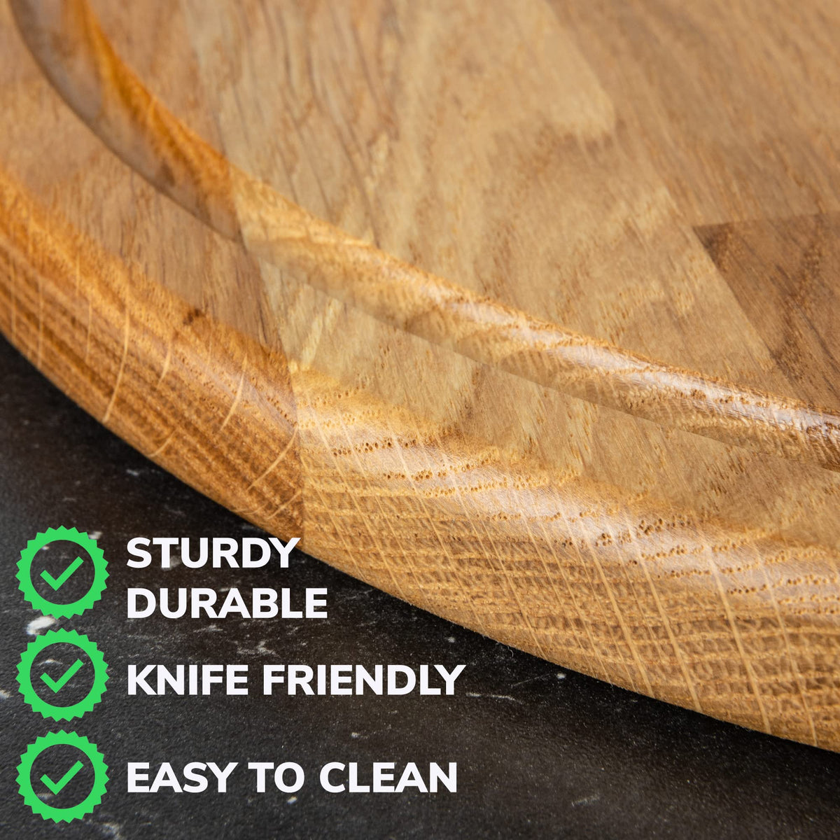 14 Inches Round Wood Cutting Board - Oak Cutting Board with Juice Groove - Pizza Cutting Board - Round Charcuterie Board - Wood Serving Board