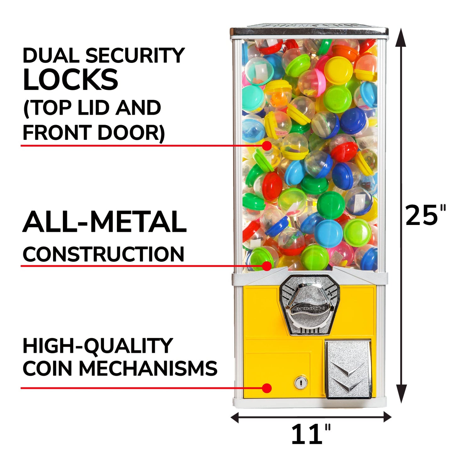 Vending Machine - Big Capsule Vending Machine - Prize Machine - Commercial Vending Machine for 2 Inch Round Capsules Gumballs Bouncy Balls