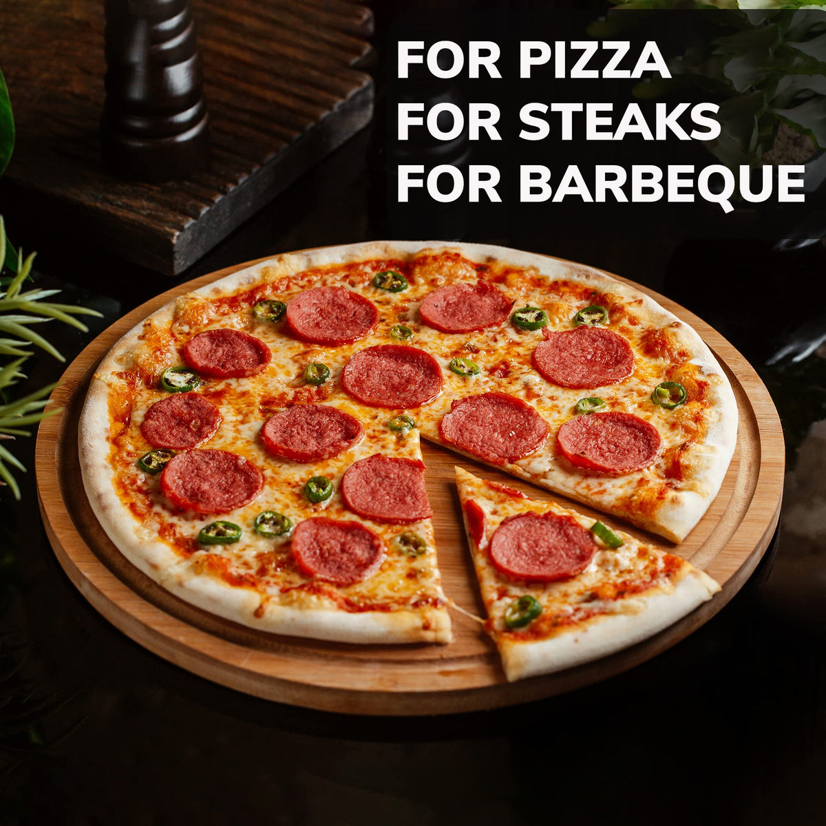14 Inches Round Wood Cutting Board - Oak Cutting Board with Juice Groove - Pizza Cutting Board - Round Charcuterie Board - Wood Serving Board