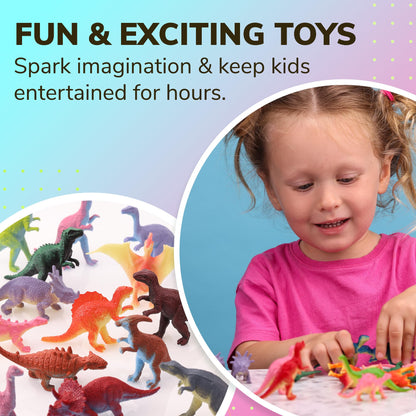 Dinosaur Toys for Kids - 2” Fun and Colorful Fidget Toys, Dinosaurs Party Favors & Birthday Decorations - Classroom Prizes - Easter Toys