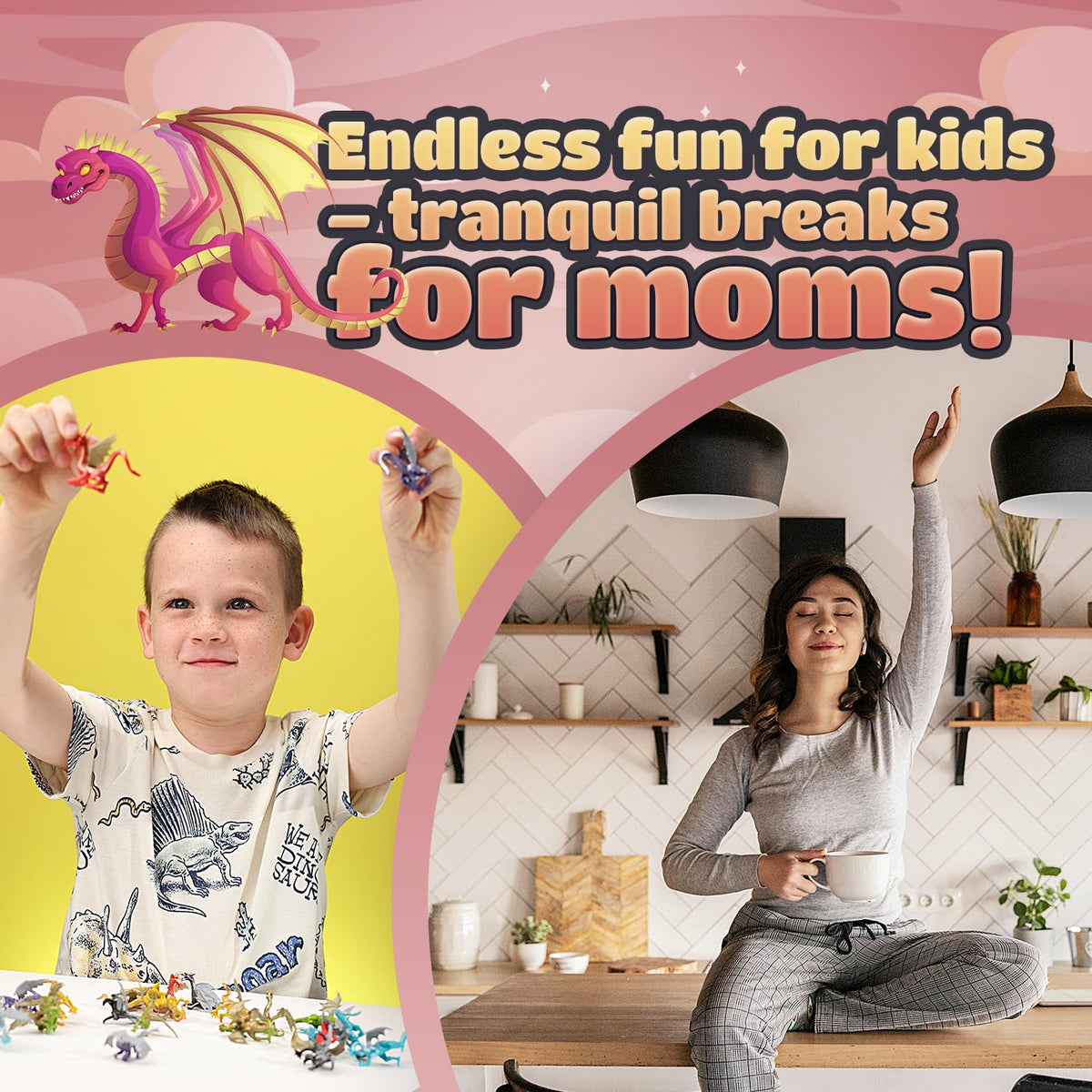 18 Pcs Dragon Playset in The Box - Dragon Figurine for Party Favors - Classroom Prizes Pinata Stuffers - Dragon Toy Goodie Bag Supplies