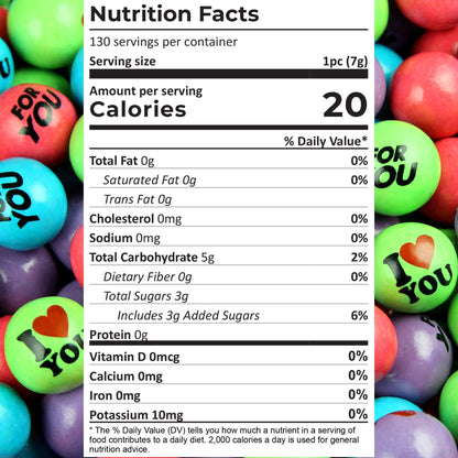 Gumballs for Gumball Machine - I Love You Bubble Gum Balls for Kids- 1 Inch Large Gumballs - Gumball Machine Refills - 2 Lb Bubble Gum Bulk
