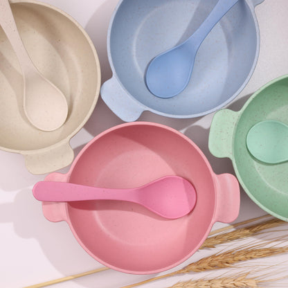 Wheat Straw Bowls with Handles, Set of 4, Light Weight & Reusable, 4 Colors, Dishwasher & Microwave Safe