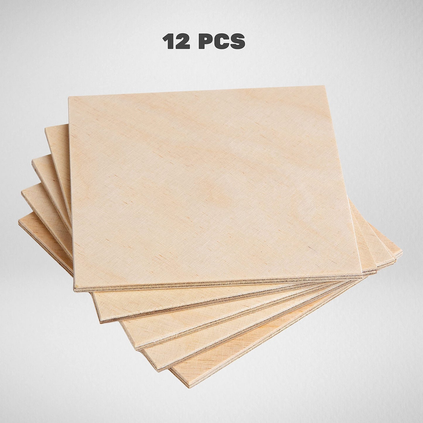 4x4 Plywood Squares - 12 Pcs Birch Wood Squares - 4 Inch Tiles - Thin Wood for Wood Burning Projects - Crafting Plywood Wooden Pieces to Paint