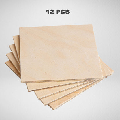 4x4 Plywood Squares - 12 Pcs Birch Wood Squares - 4 Inch Tiles - Thin Wood for Wood Burning Projects - Crafting Plywood Wooden Pieces to Paint