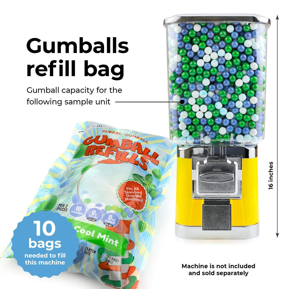 Triple Mint Gumballs - 1/2 Inch Mini Gumballs - 4 Lb Gumball Machine Refills - 1040 Pcs Mint Gum Bulk - Wintergreen Peppermint Spearmint Gum Balls