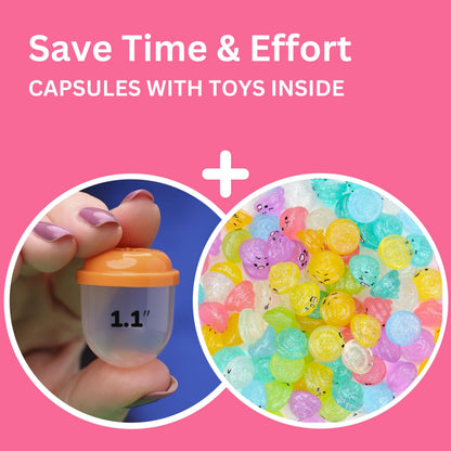 Unicorn Poop Mini Toys in Capsules - 250 Pcs of 1.1 Inch Acorn Capsules and Unicorn Toy Poop for Kids - Plastic Capsules for Toys Bulk – Mini Unicorn Poop Toys - Poop Emoji - Vending Machine Refill