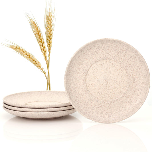 Wheat Straw Plates, Set of 4, Light Weight & Reusable, 4 Colors, Dishwasher & Microwave Safe