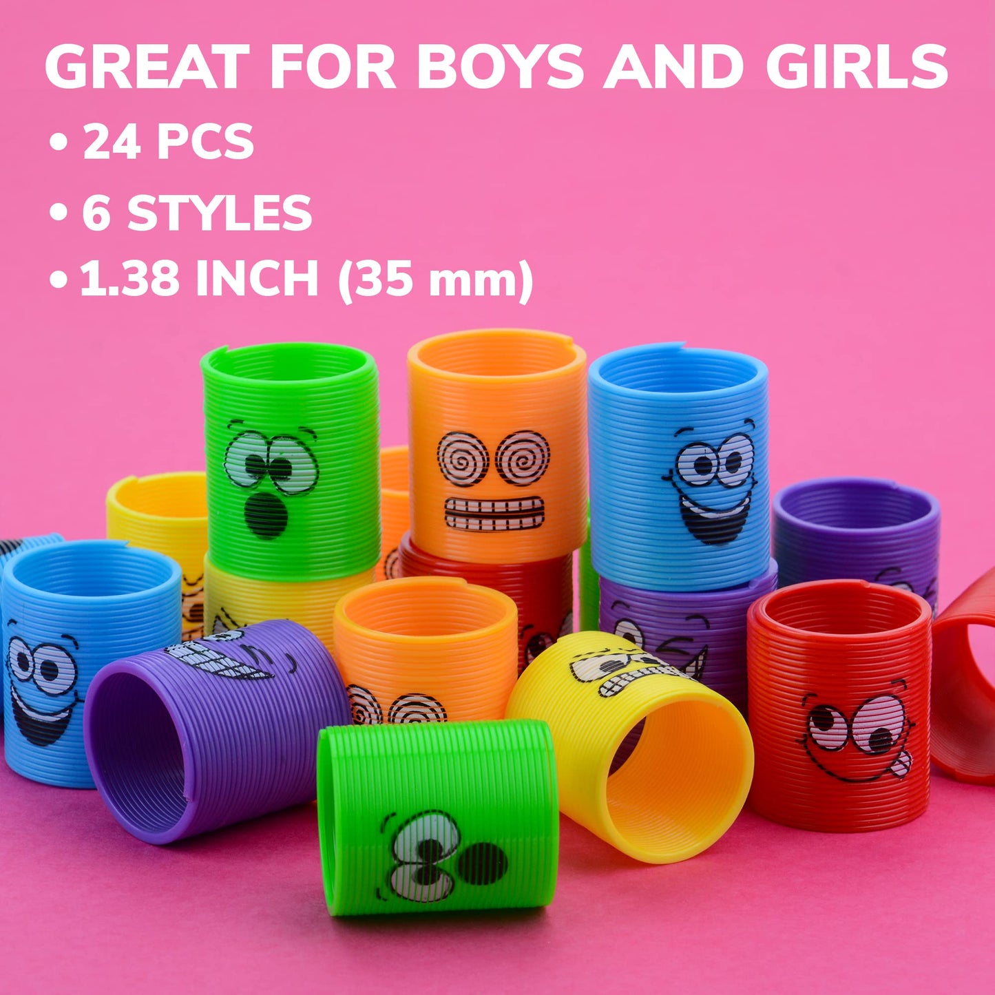 Coil Springs Party Favors for Kids - Emoticon Party Favors Bulk - Coil Spring Bulk Toys 1.38 InchSlinky Party Favors - Easter Gifts for Kids