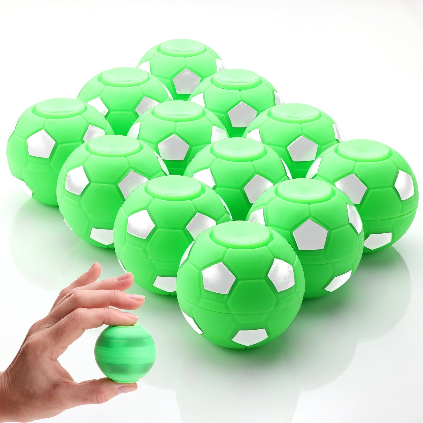 2 Inch Stress Balls - 12 Pcs Soccer Party Favors for Kids - Mini Fidget Spinners - Classroom Prizes - Fidget Spinners for Kids