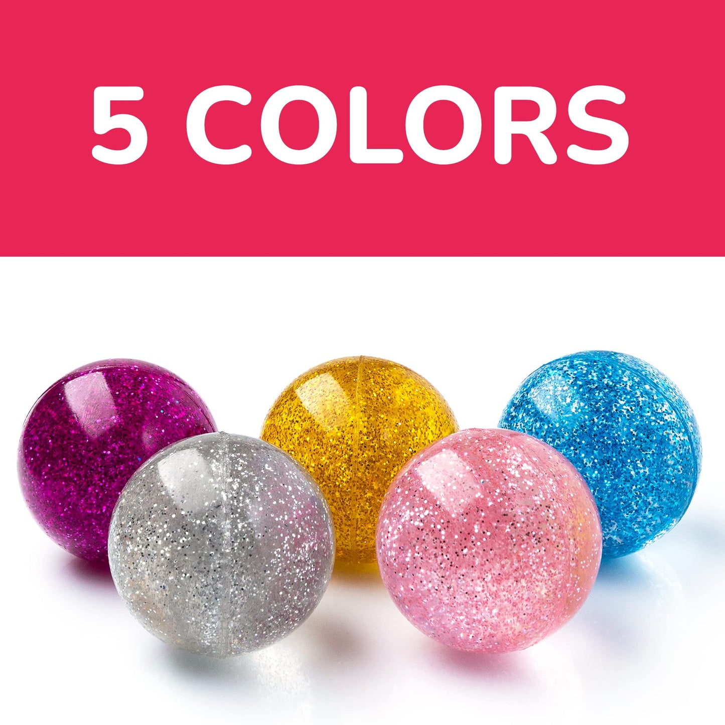 45mm Bouncing Balls - Glitter Bounce Balls in Bucket - Large Bouncy Balls - 12 Pcs per Bucket - Hi Bounce Balls - Rubber Balls - Gifts for Kids…