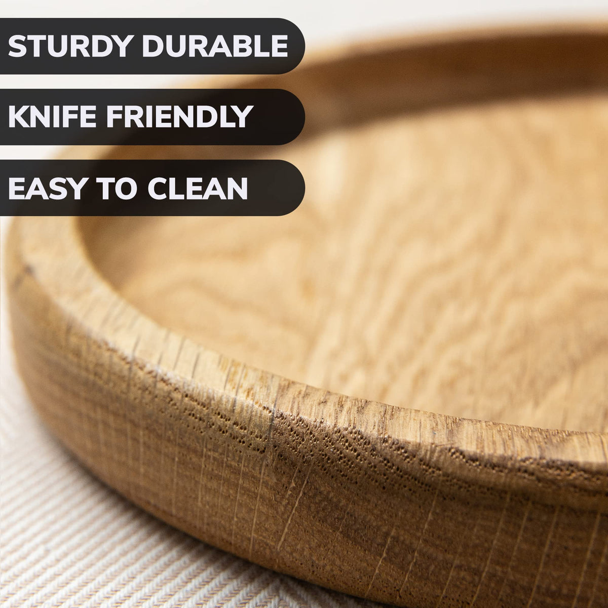 Round Appetizer Plates - 6 Inch Round Plates - Oak Eco Friendly Plates - Saucer Trays for Plants - Plates with Raised Edges