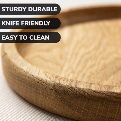 Round Appetizer Plates - 6 Inch Round Plates - Oak Eco Friendly Plates - Saucer Trays for Plants - Plates with Raised Edges