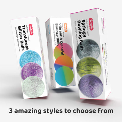 Entervending Bouncy Balls in The Gift Box - ICY Rubber Bounce Balls for Kids - 5 Pcs Large Hi Bouncing Ball 45mm