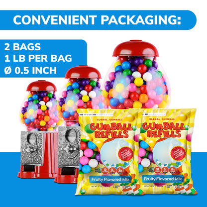 Mini Gumballs 0.5 inch (13mm) - 2 LB - Double Bubble Gumballs