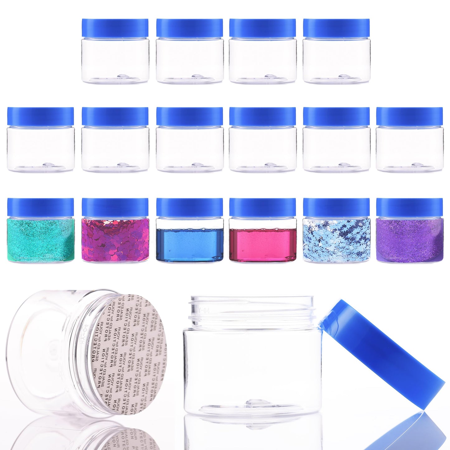 Plastic Jars with Lids - 2 OZ Small Travel Jars - Clear Plastic Containers for Cream Makeup Lotion - Leak Proof