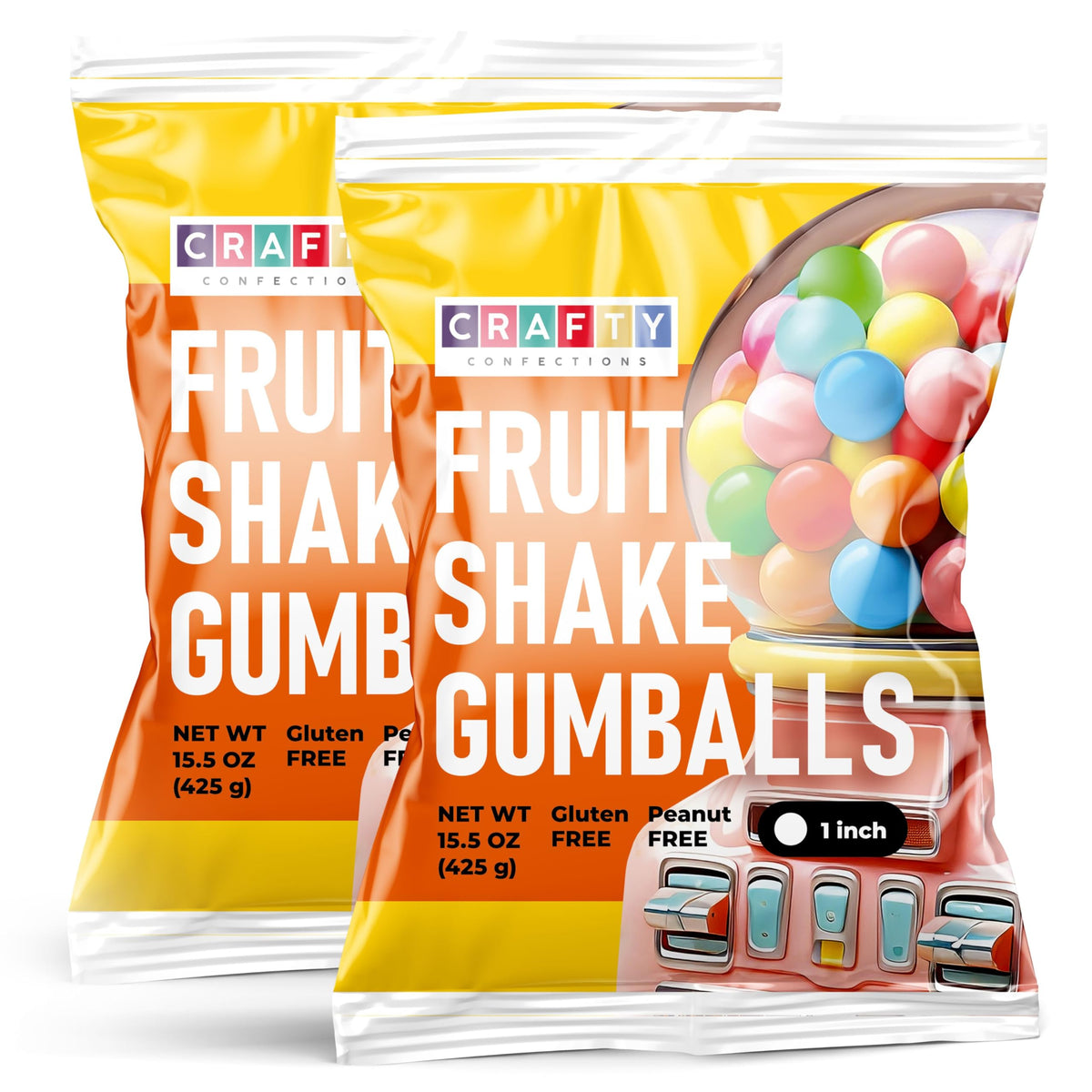 Gumballs for Kids - 1 Inch Large Double Bubble Gumballs - 15 OZ - 2 Packs Baseball Chewing Gum Assorted Fruit Flavored Bubble Gum for Gumball Machine - Sweet Gum Balls in Bulk