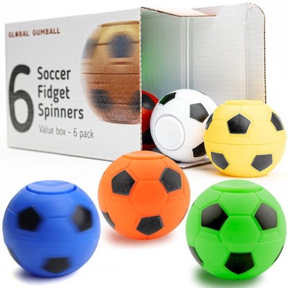 Entervending Fidget Spinners - 2 Inch Stress Balls in The Gift Box - 6 Pcs Soccer Party Favors for Kids - Mini Fidget Spinners - Classroom Prizes - Fidget Spinners for Kids for Kids
