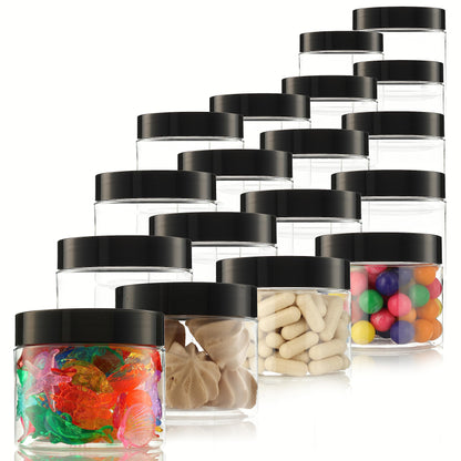 Plastic Jars with Lids - 5 OZ Small Plastic Containers - Travel Cosmetic Containers for Creams - Leak Proof Clear Jar