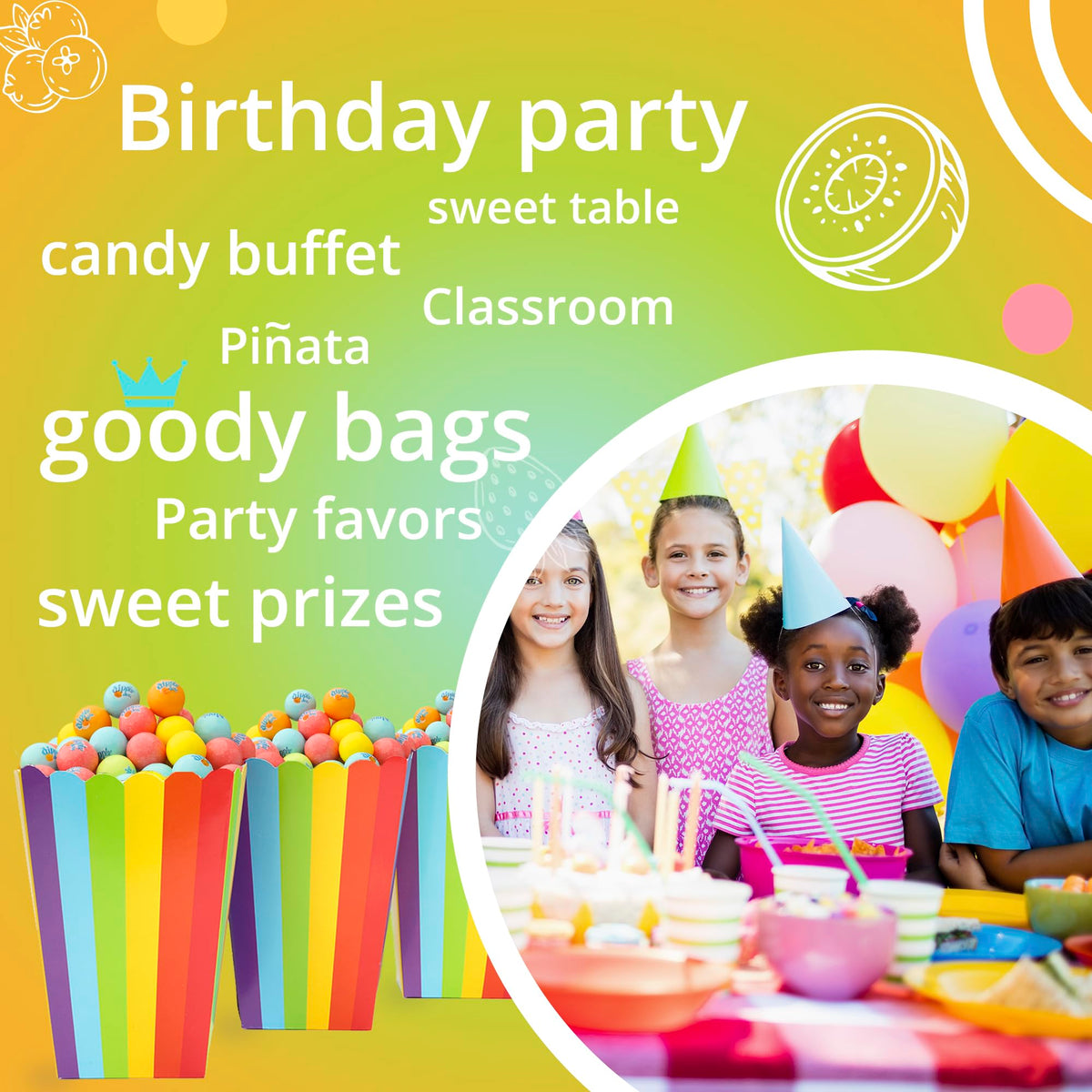 Gumballs for Gumball Machine - 1 Inch Candy Filled Gumballs - 4.2 Lb Gumball Machine Refills - 250 Pcs Candy Filled Large Gumballs Bulk - Bubble Gum Refill for Machine - Bulk Gum for Kids