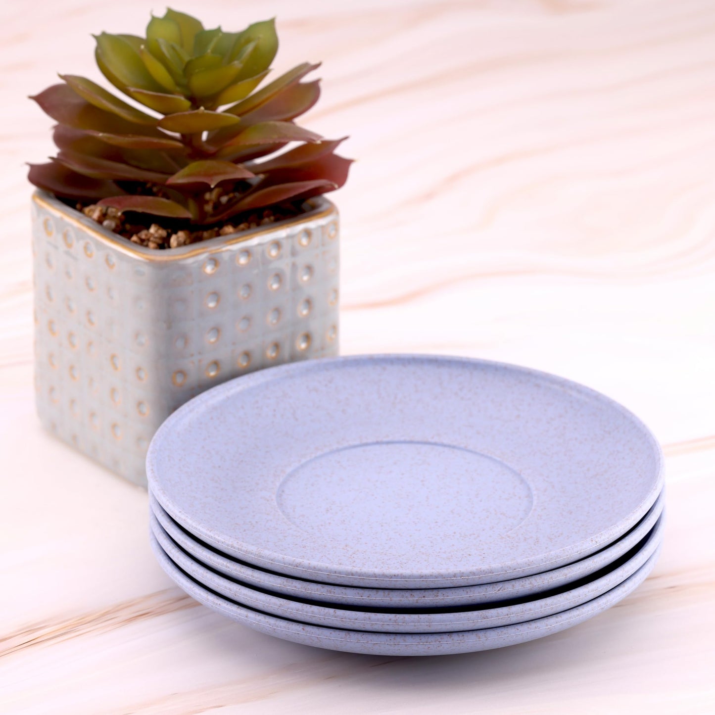 Wheat Straw Plates, Set of 4, Light Weight & Reusable, 4 Colors, Dishwasher & Microwave Safe