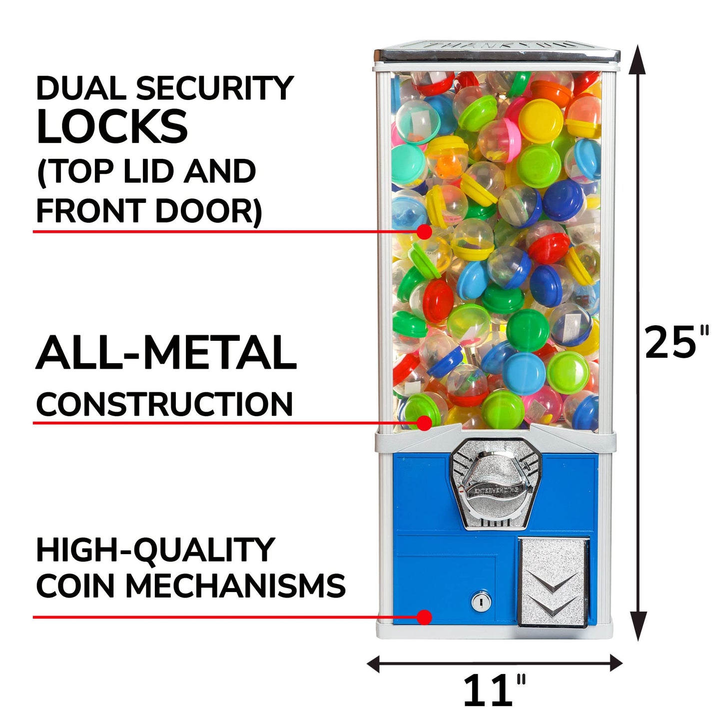 Vending Machine - Big Capsule Vending Machine - Prize Machine - Commercial Vending Machine for 2 Inch Round Capsules Gumballs Bouncy Balls